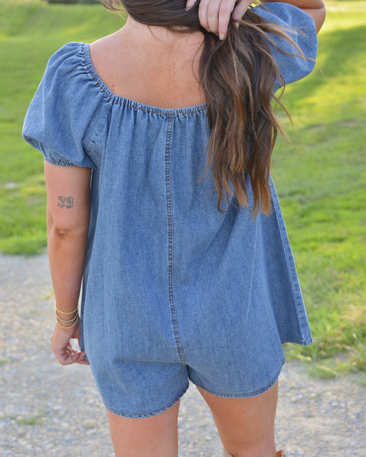 Boots & Bows Denim Romper