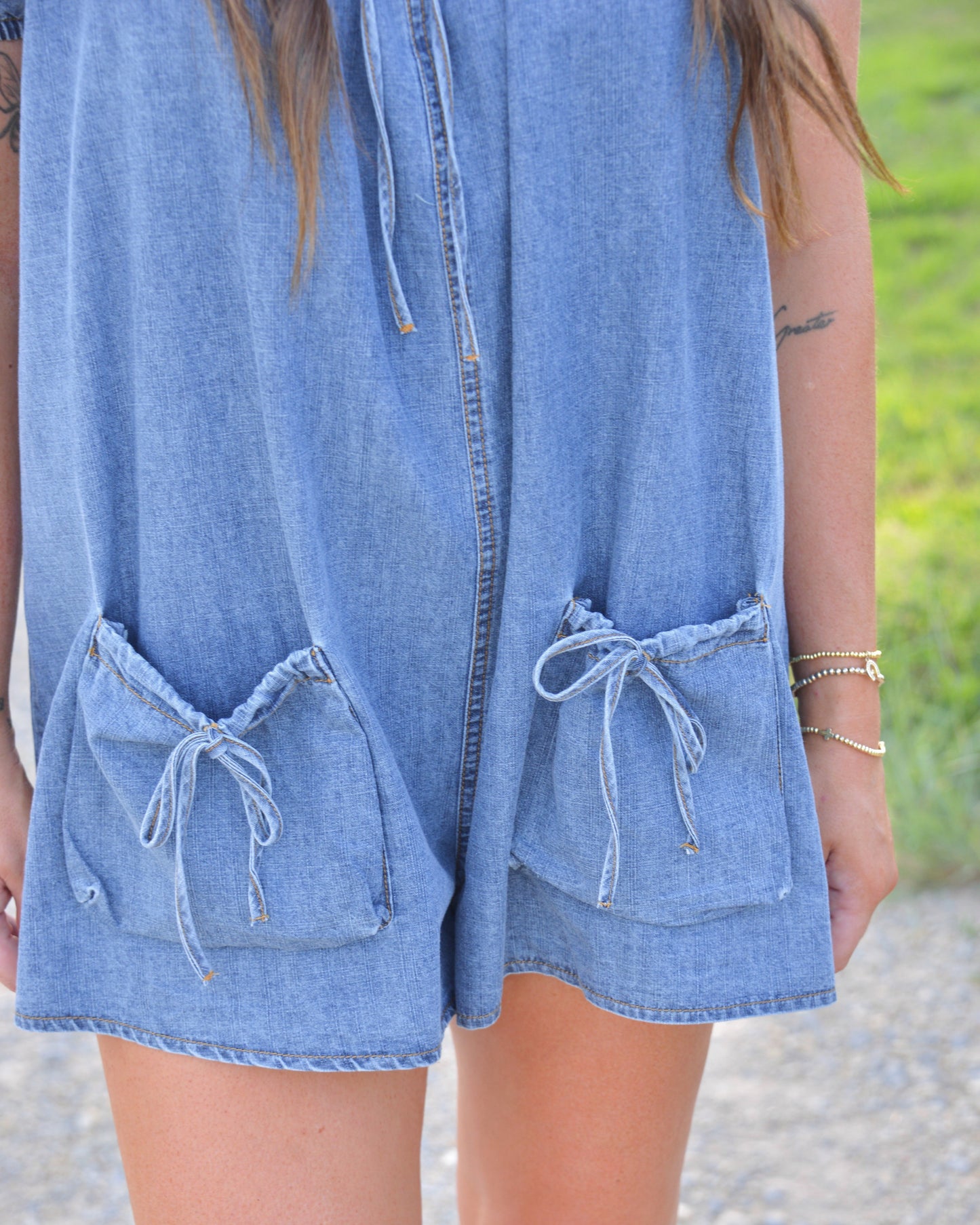 Boots & Bows Denim Romper