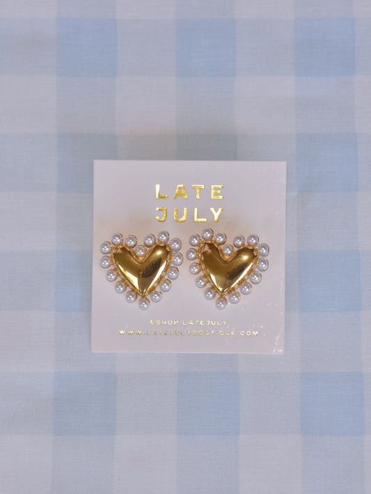 Eloise Pearl Heart Earrings