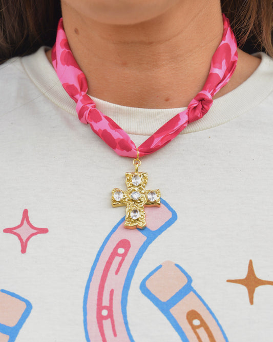 Cross My Heart Scarf Necklace