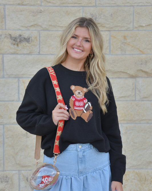 Tailgate Teddy Sweater - Black/Red