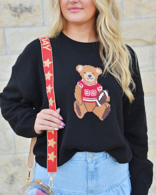 Tailgate Teddy Sweater - Black/Red