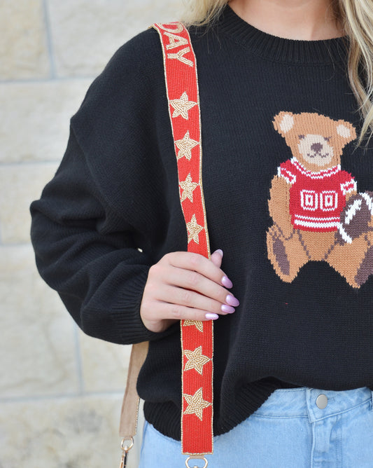 Star Player Purse Strap - Red/Gold