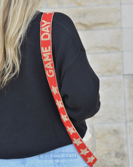 Star Player Purse Strap - Red/Gold