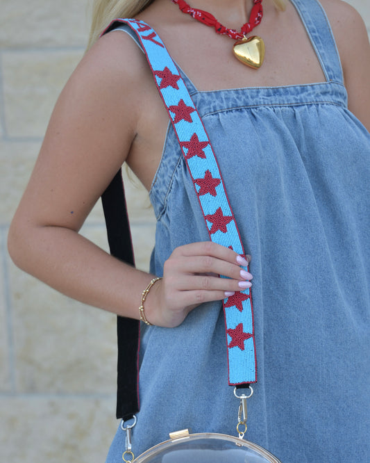 Star Player Purse Strap - Blue/Red
