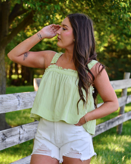 Lime Light Ruffle Blouse