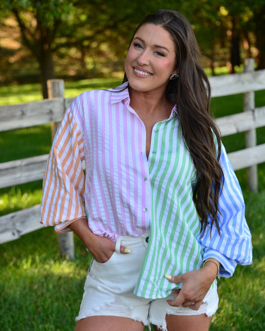 Rainbow Rodeo Button Up