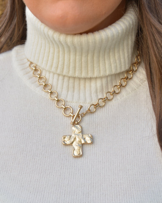 Hammered Cross Necklace