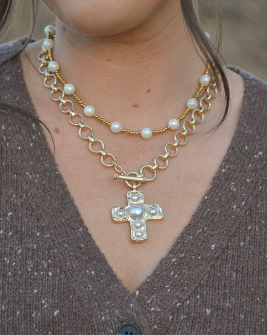 Pearl Cross Necklace